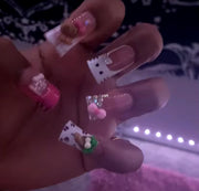 3D Hello Kitty False French Nails