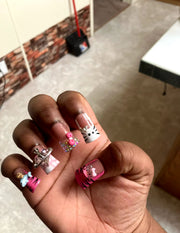 3D Hello Kitty False French Nails