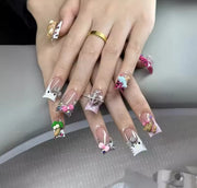 3D Hello Kitty False French Nails