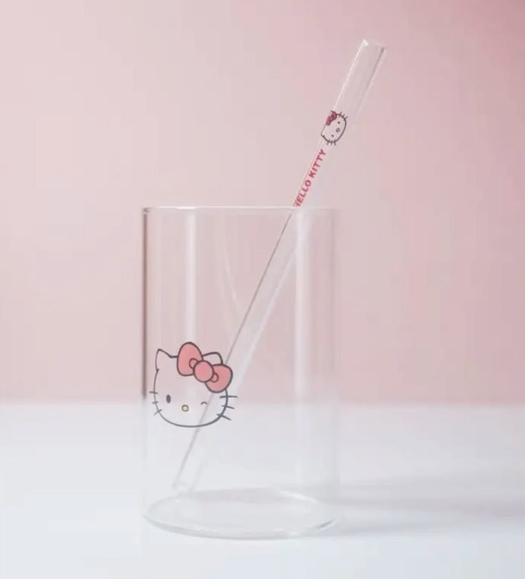 Hello Kitty Glass Straw Cup